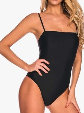 RELLECIGA Bandeau High Waisted Black Square Neck Swimsuit Summer Beach Vacation